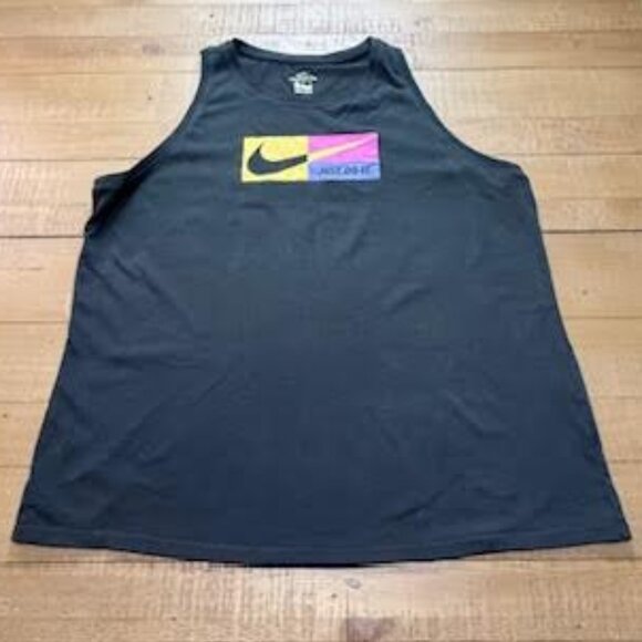 Nike Dri-Fit Tank Top XL Black Sleeveless Just Do It Graphic - Picture 1 of 6